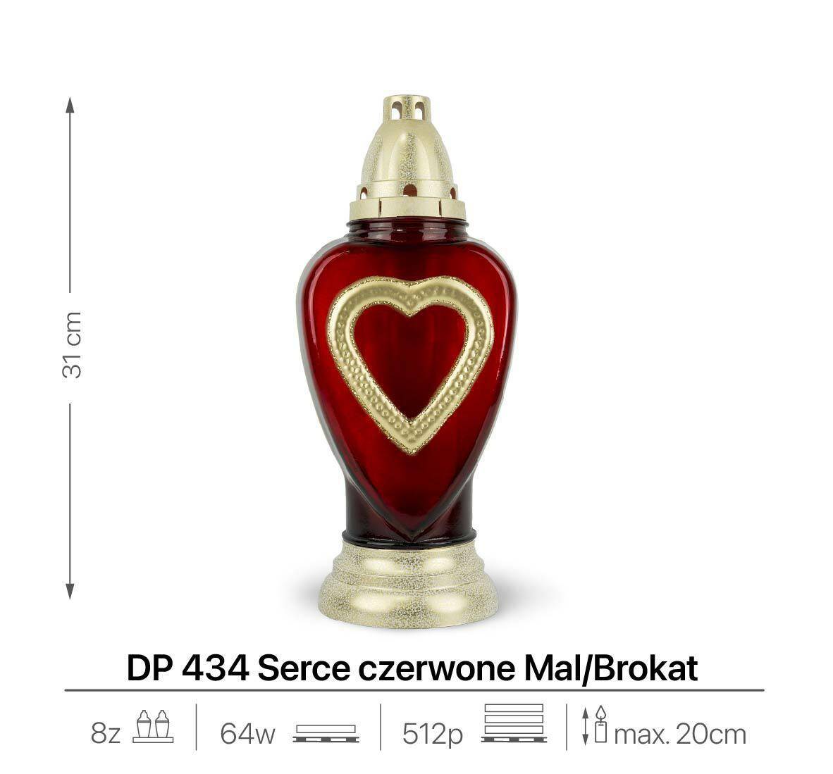 DP 434 Serce Mal/Brokat Czerwony (Zdjęcie 2)