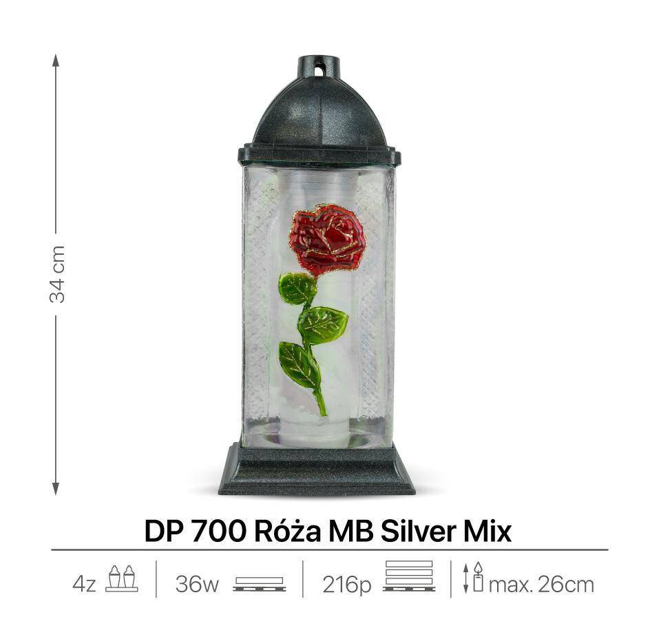 Znicz Kapliczka Róża DP700 Srebrny 34 cm (Zdjęcie 2)