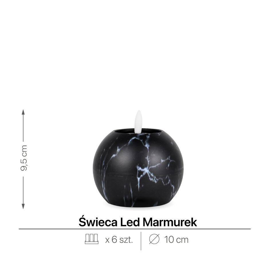 Świeca Led Kula Marmurek 10 cm Czarny (Zdjęcie 2)