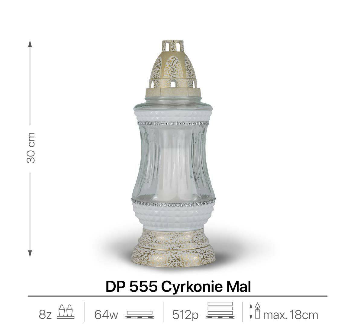 Znicze Szklany DP555 Biały 30 cm (Zdjęcie 2)