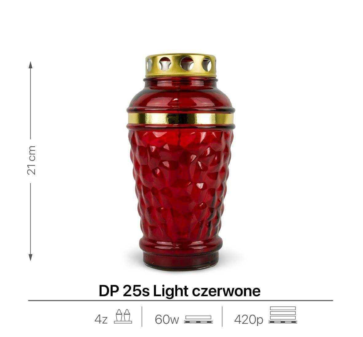 Znicz Zalewany DP25s Czerwony 21 cm (Zdjęcie 2)