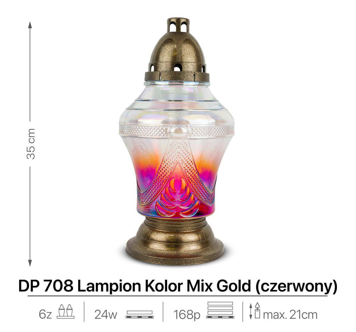 Znicz Artystyczny Lampion DP708 Czerwony (Zdjęcie 2)
