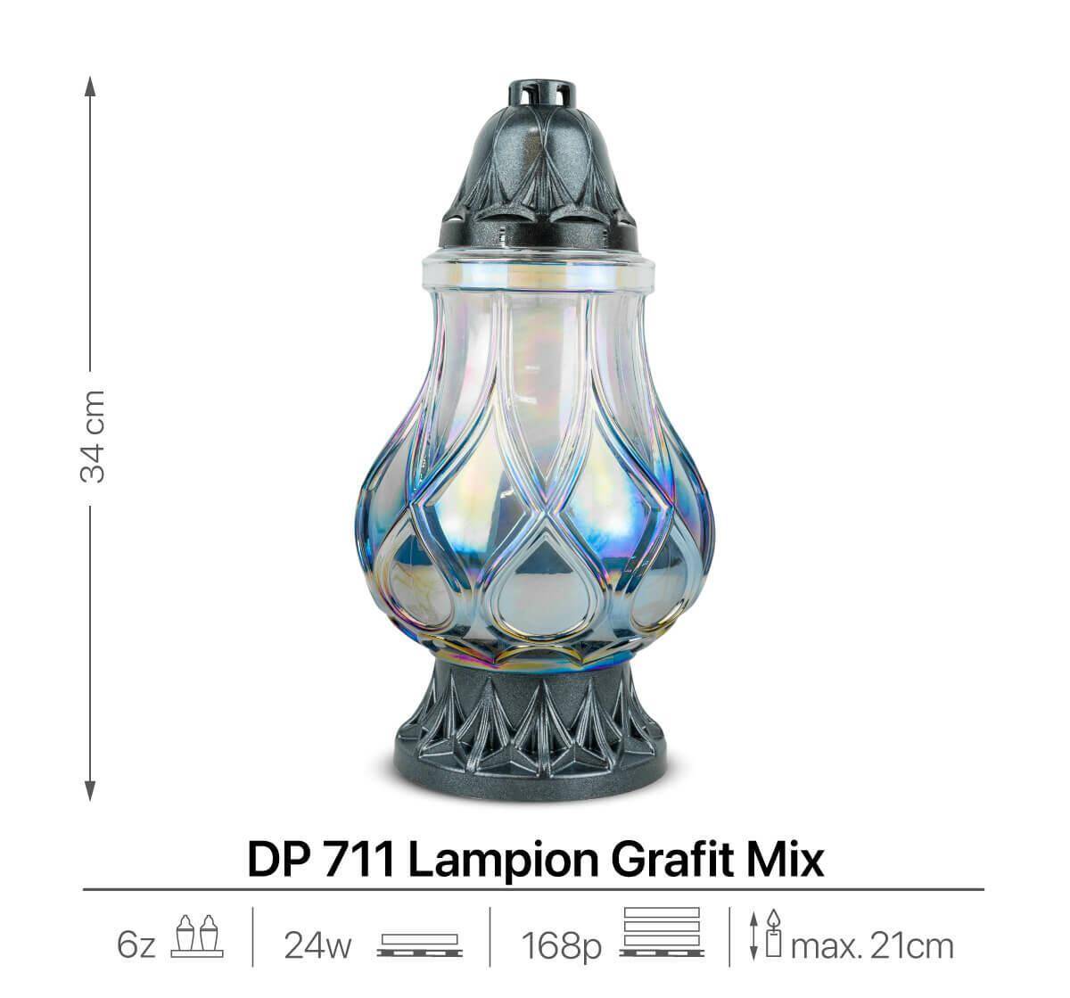 Znicz Artystyczny Lampion DP711 Grafit (Zdjęcie 2)