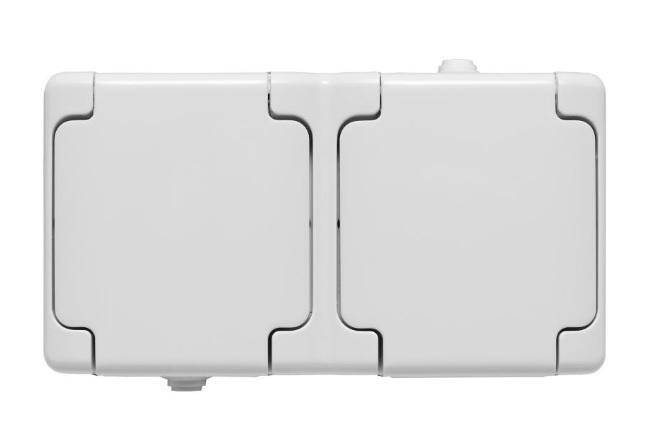 Bryza Biel gniazdo 2x2P+Z IP44 kl. biała