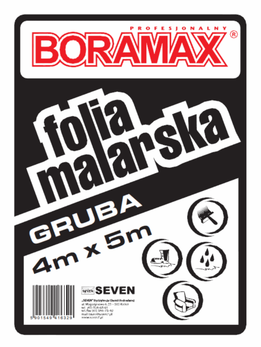 BORAMAX FOLIA MALARSKA 4 GRUBA CZARNA 4x5m