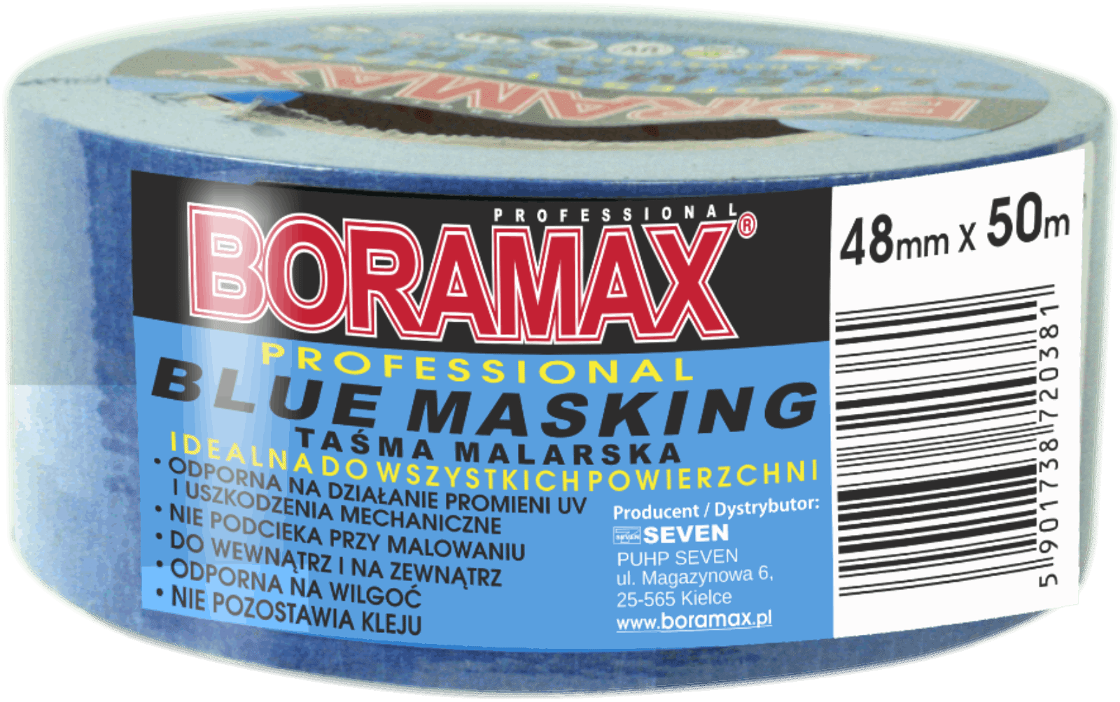 TAŚMA MALARSKA  BORAMAX BLUE MASK 38X50M  (Zdjęcie 1)