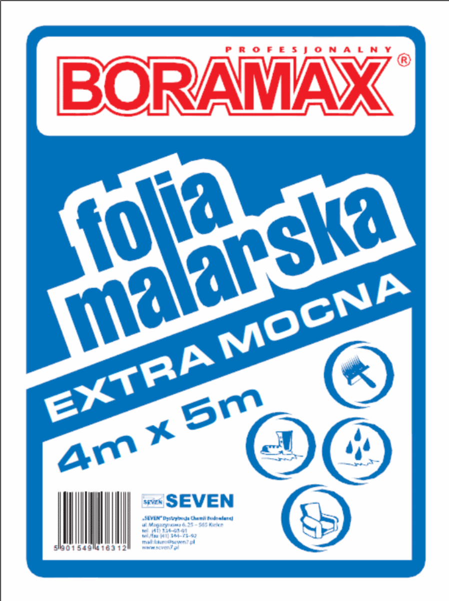 BORAMAX FOLIA MALARSKA 3EXTRA MOCNA NIEBIESKA 4x5m (Zdjęcie 1)