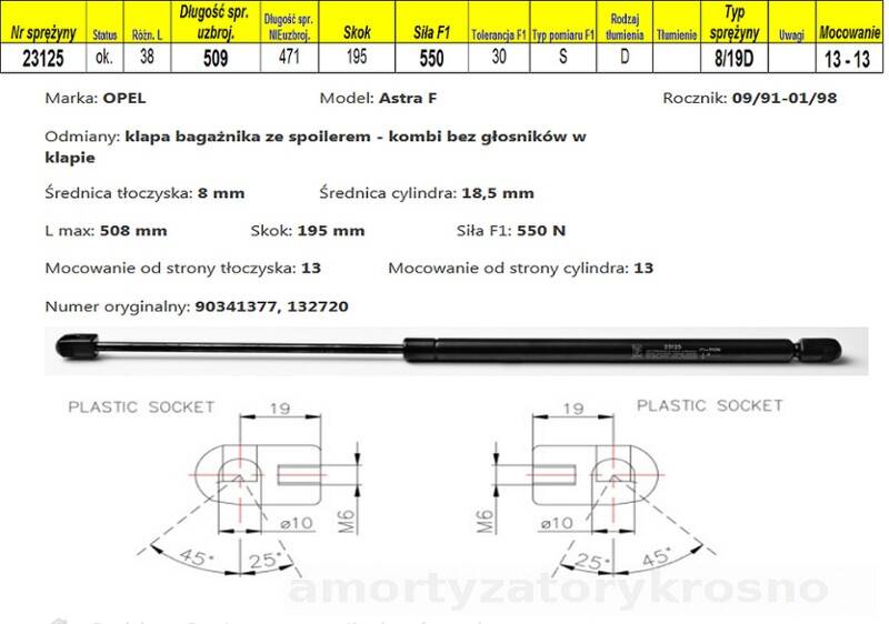 Sprężyna gazowa  L-508 mm  F-550N 13-13