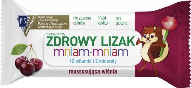 Zdrowy lizak Mniam-Mniam wiśnia /40/ (Zdjęcie 1)