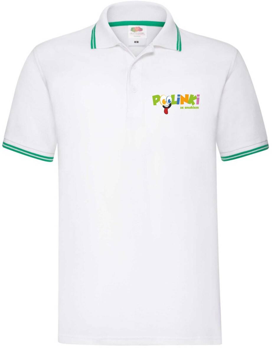 Koszulka polo Poolinki biała/zielony XL