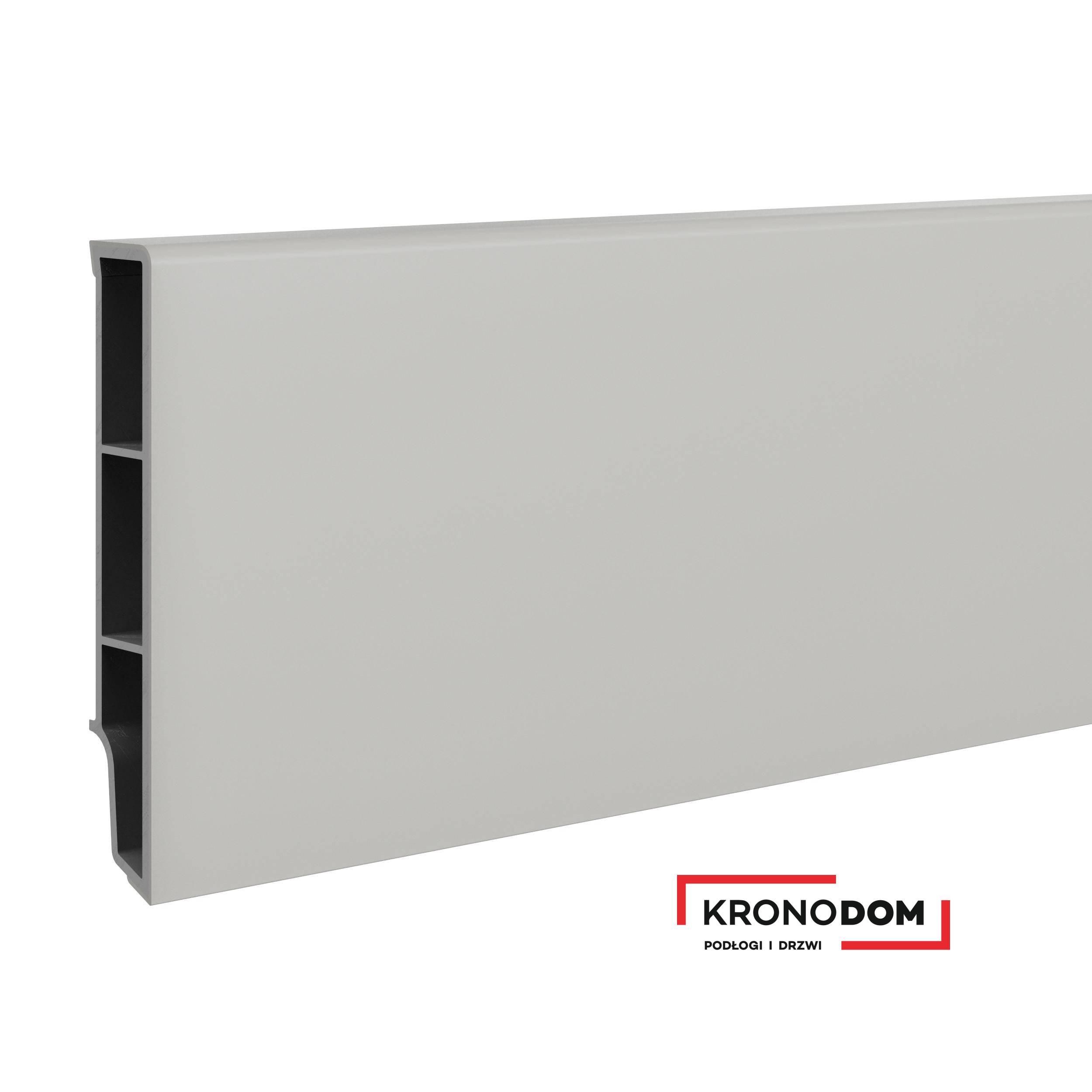 Listwa przypodłogowa VILO SEMPLA 704 jasnoszara wysokość 8 cm, szerokość krycia 1,4 cm, dł 2400 cm