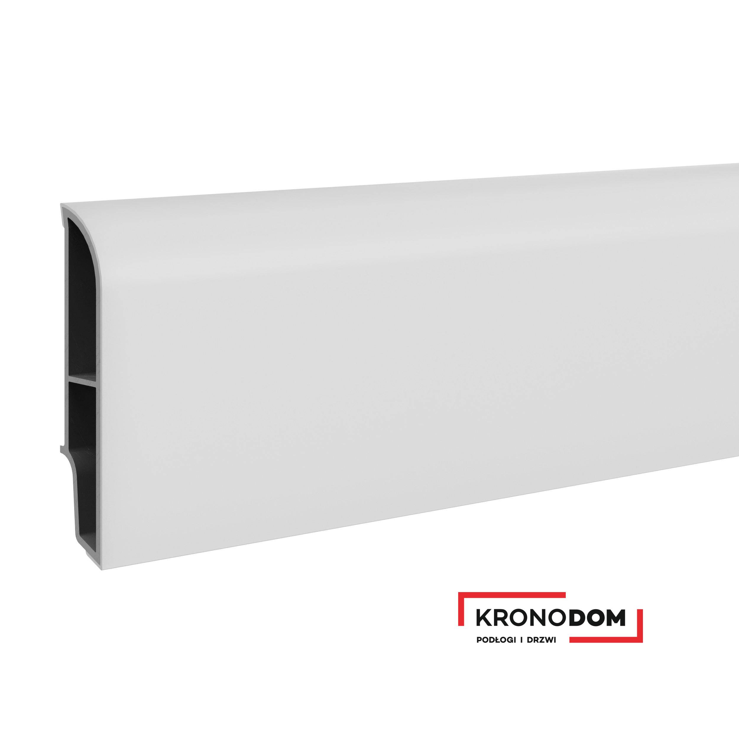 Listwa przypodłogowa VILO SEMPLA 707 biała zaokrąglona wysokość 6,5 cm, szerokość krycia 1,4 cm, dł 2400 cm