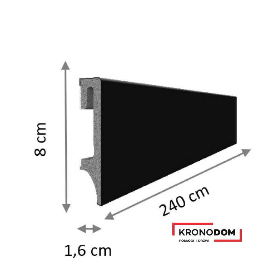 Listwa przypodłogowa VOX ESPUMO 206 czarna wysokość 8 cm, szerokość krycia 1,6 cm dł 2400cm (Zdjęcie 15)