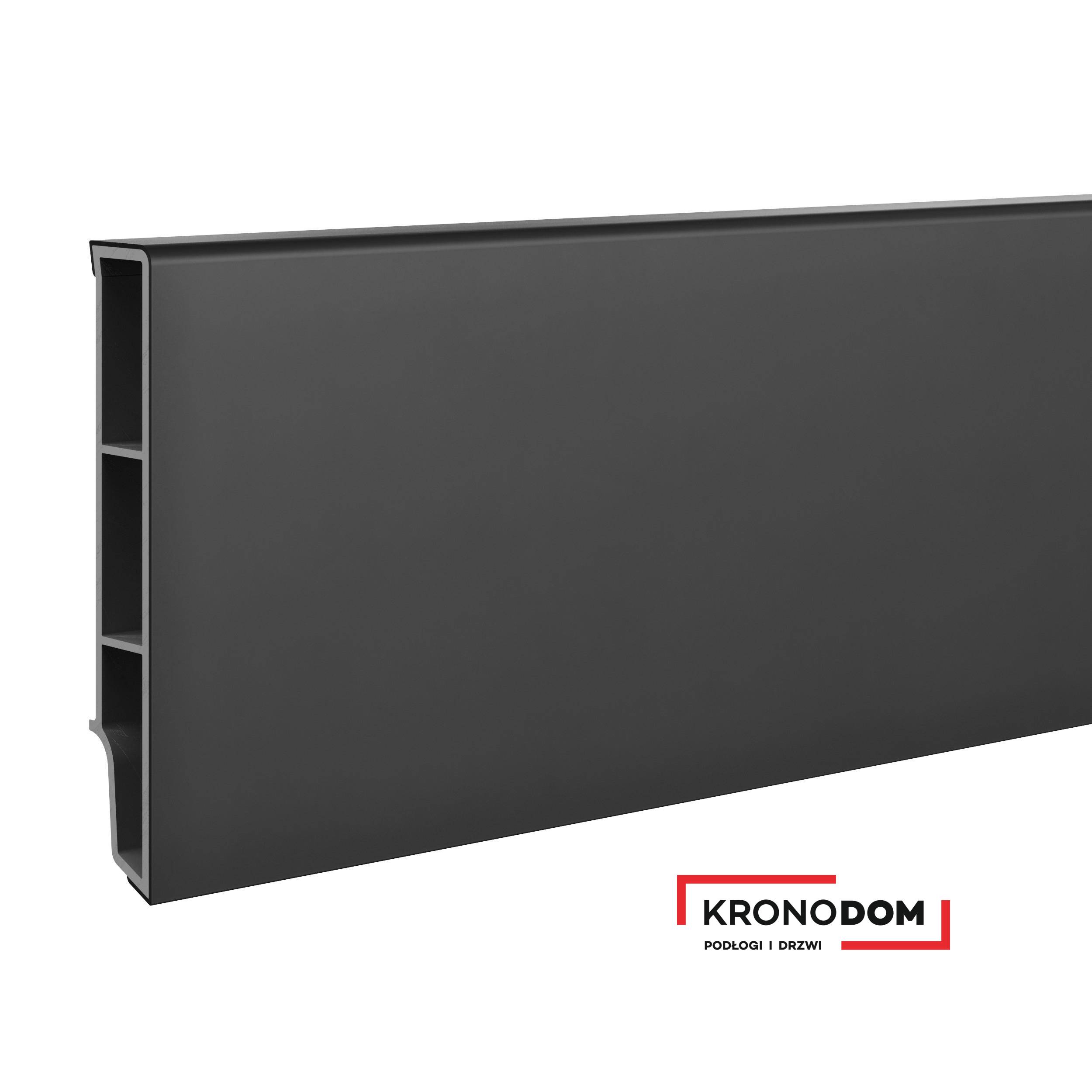 Listwa przypodłogowa VILO SEMPLA 702 czarna wysokość 8 cm, szerokość krycia 1,4 cm, dł 2400 cm