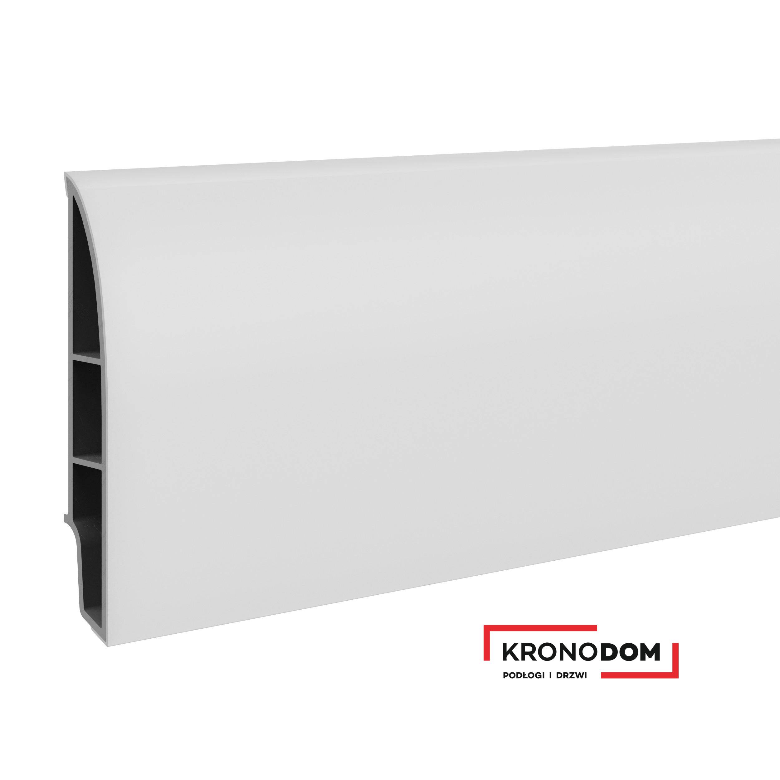 Listwa przypodłogowa VILO SEMPLA 708 biała owalna wysokość 8 cm, szerokość krycia 1,4 cm, dł 2400 cm