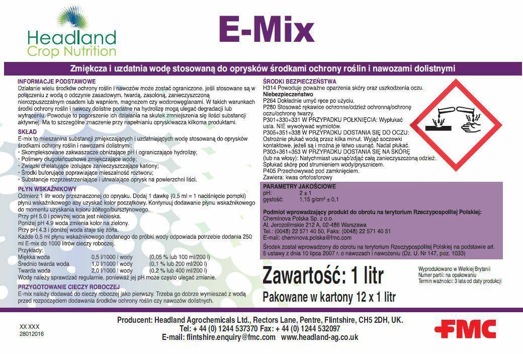 E-MIX   op.5L skuteczne uzdatnianie wody