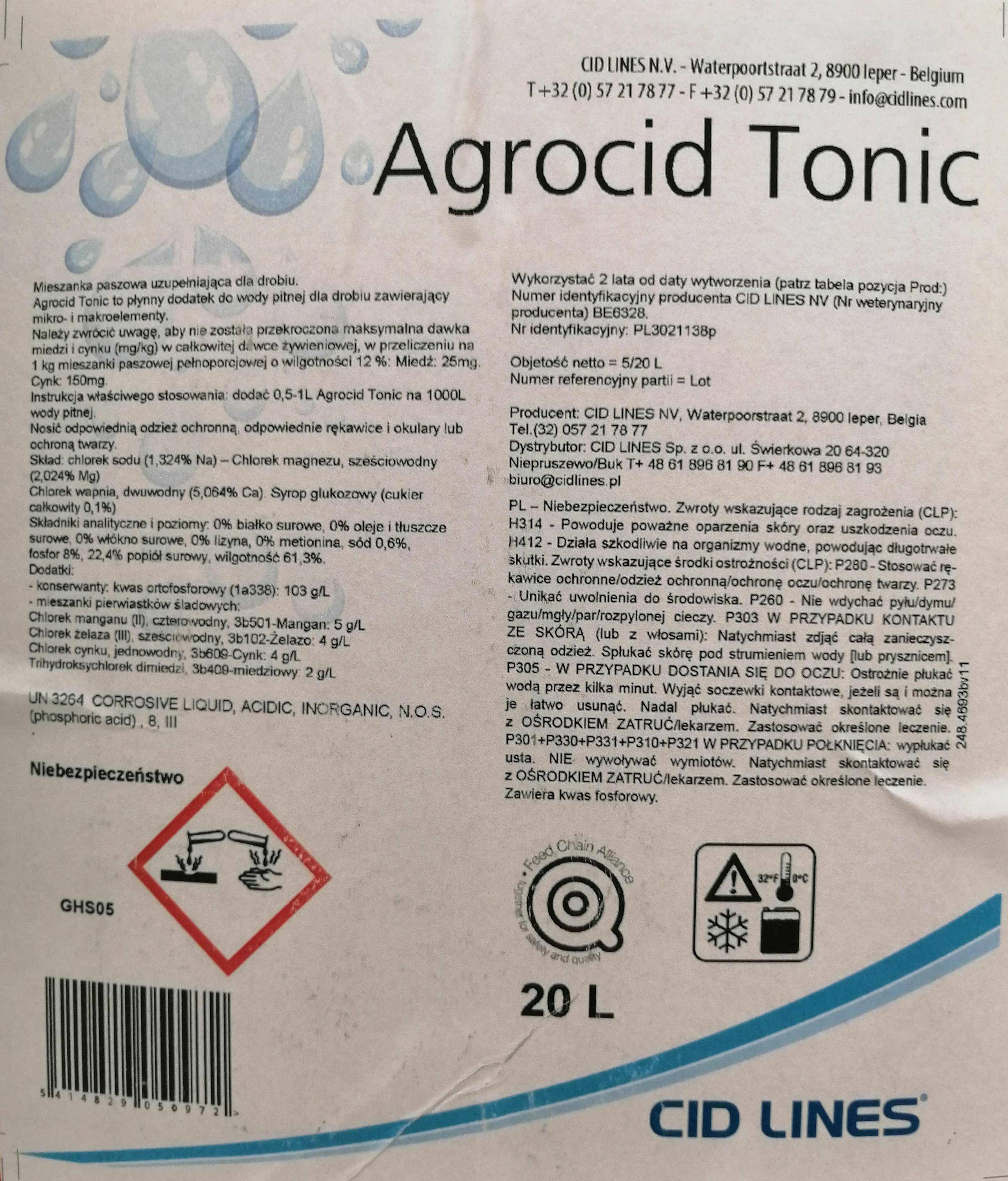 Agrocid TONIC 25kg płynny suplement pasz (Zdjęcie 2)