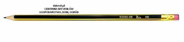 Ołówek HB z gumką, kolor czarno-żółty