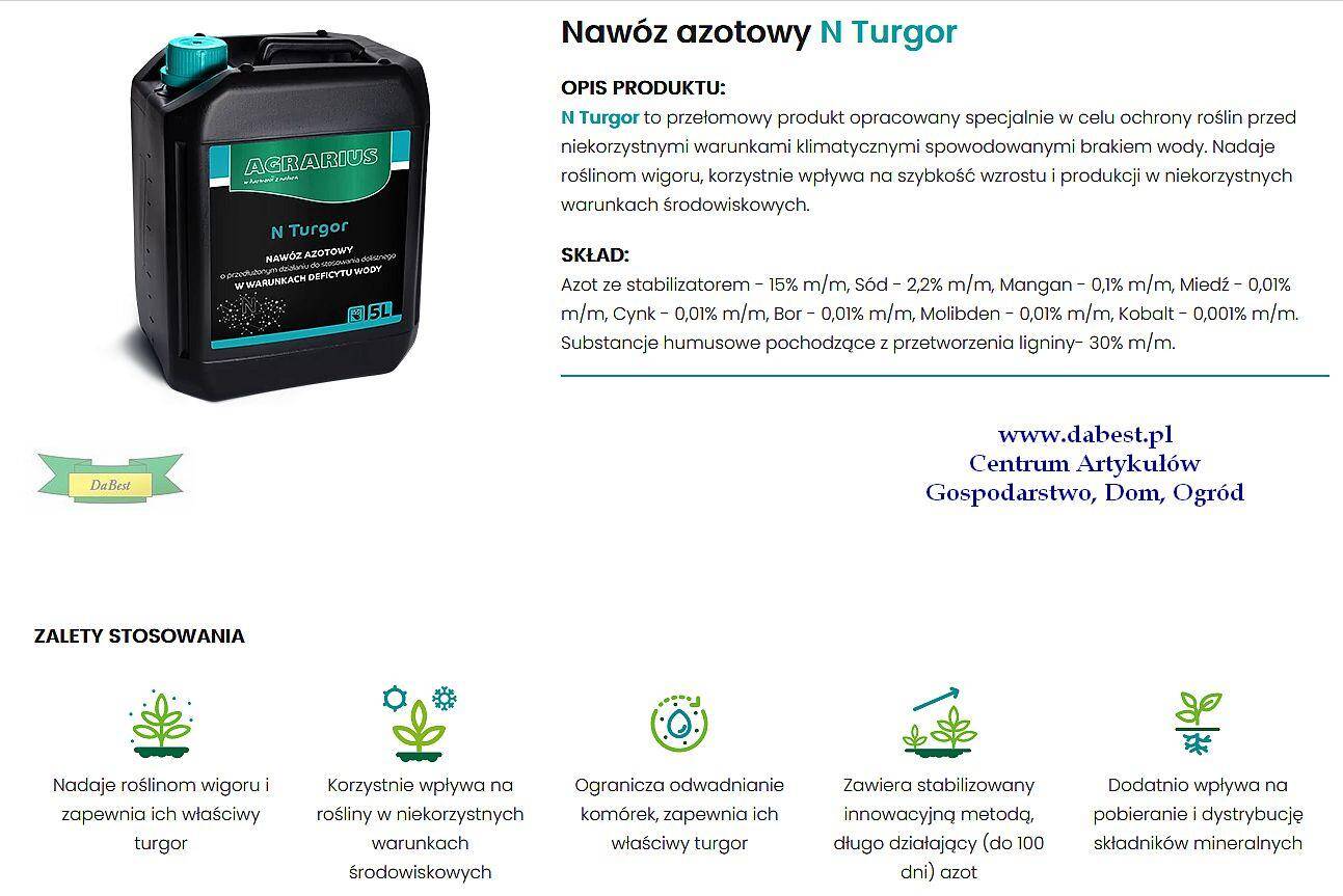 N Turgor 5L  nawóz azotowy, nadaje wigor (Zdjęcie 2)