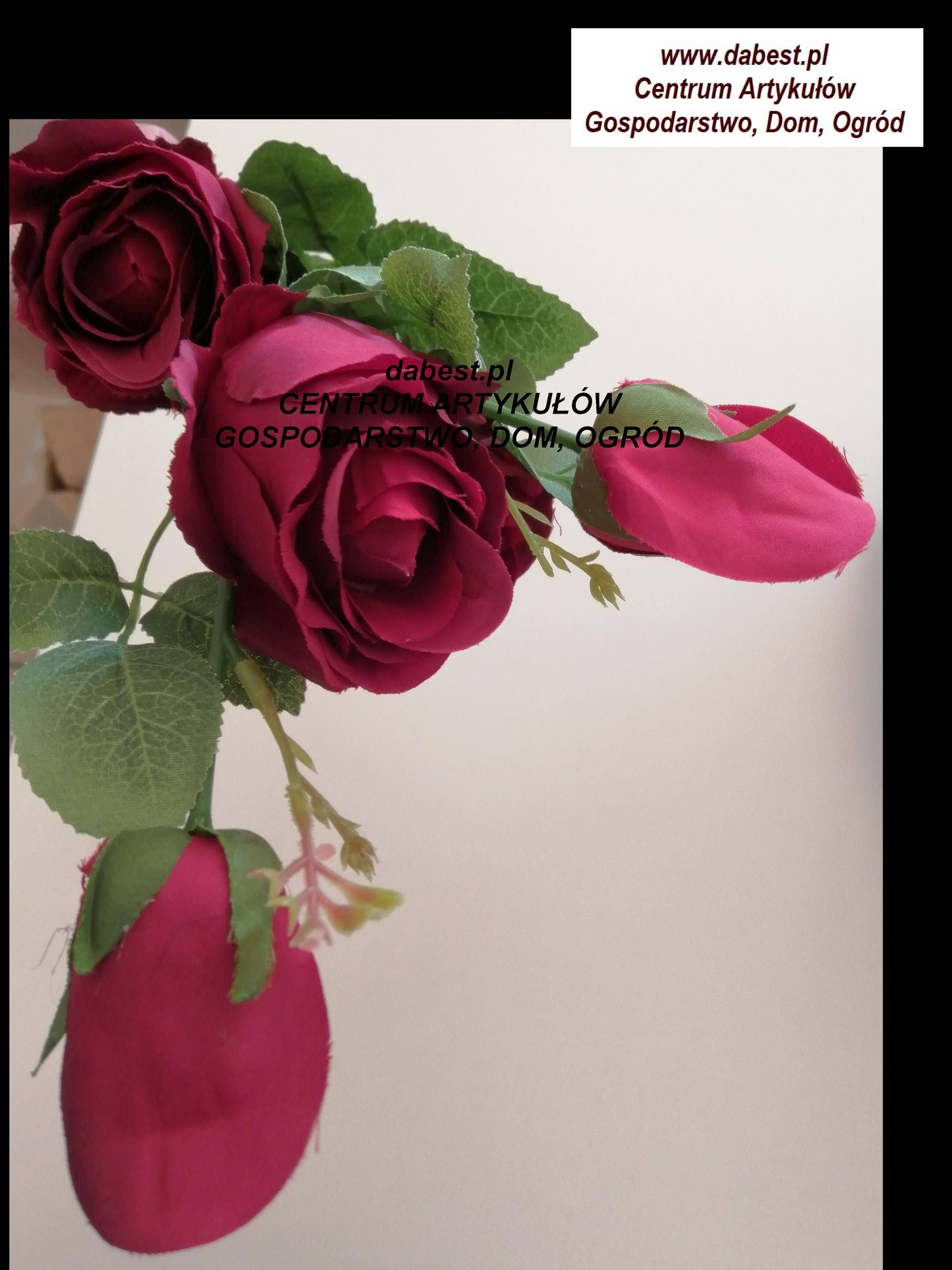 Róża x5szt/4738materiałowy kwiat i liści