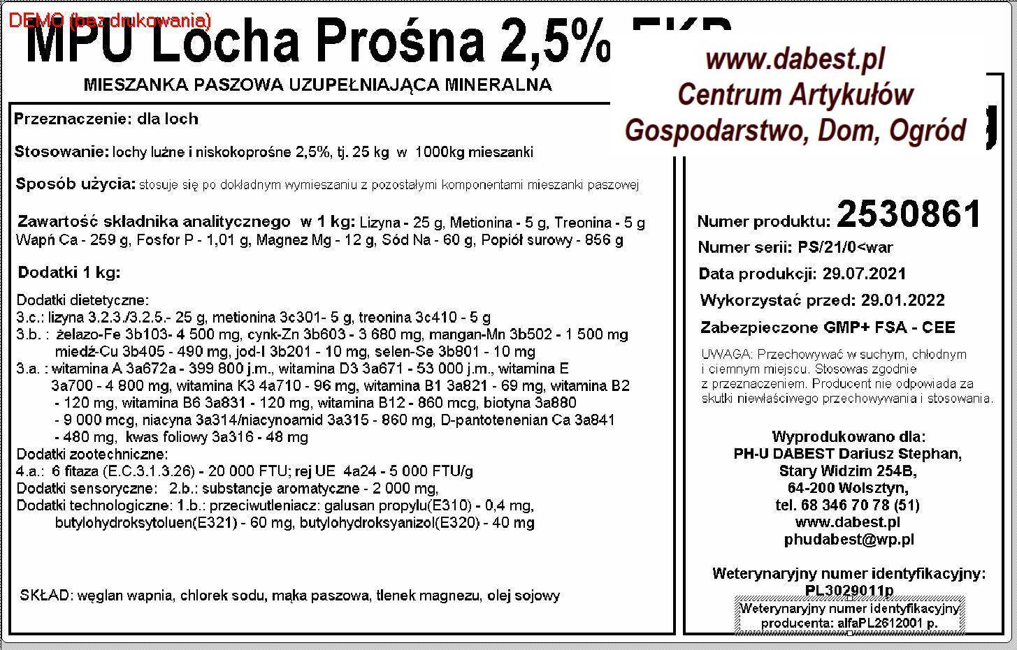 Ekoplon MPU Locha Prośna 2,5% EKPop.25kg