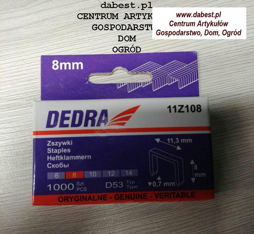 DEDRA Zszywki  8mm 1000szt.gr.0,7 D53