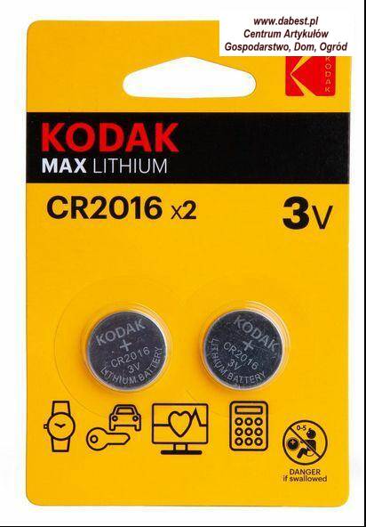 KODAK Bateria max CR2016 - 2szt., 3V,
