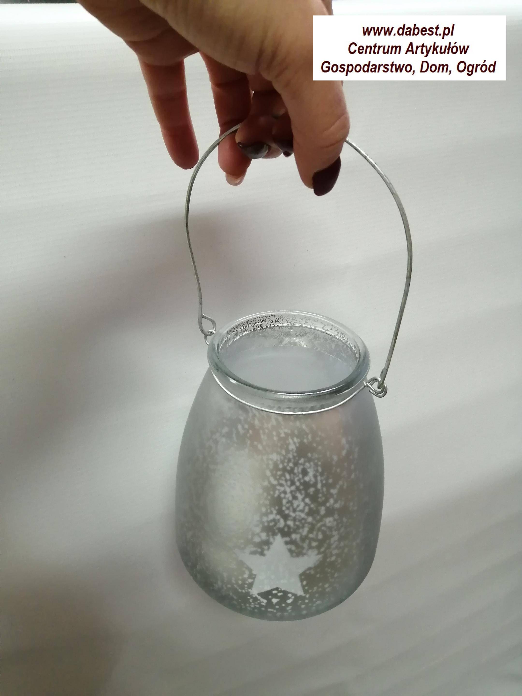 Świecznik szklany srebrny 13x15cm