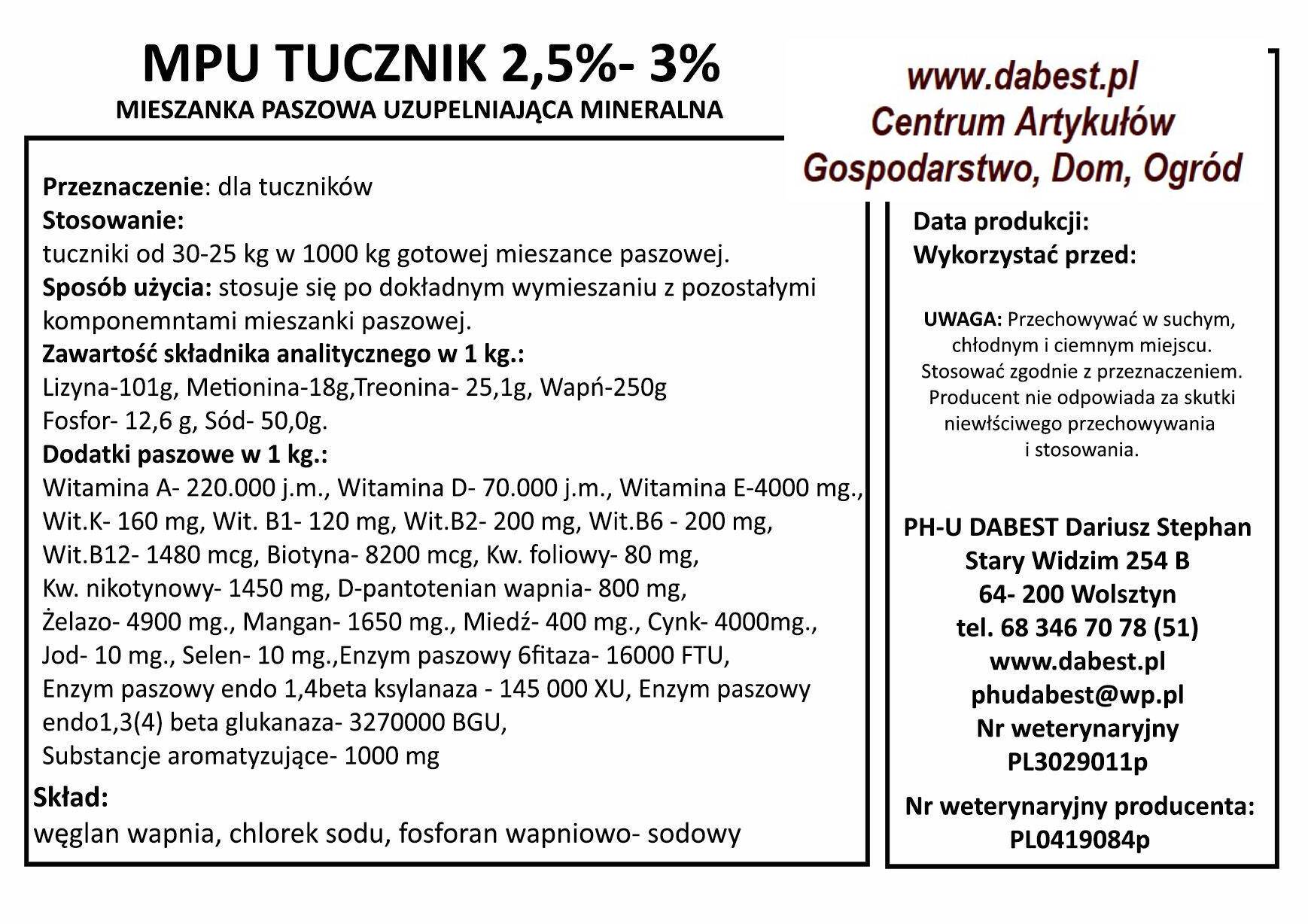 Walk.MPU Tucznik 3-2,5% op. 25kg premix