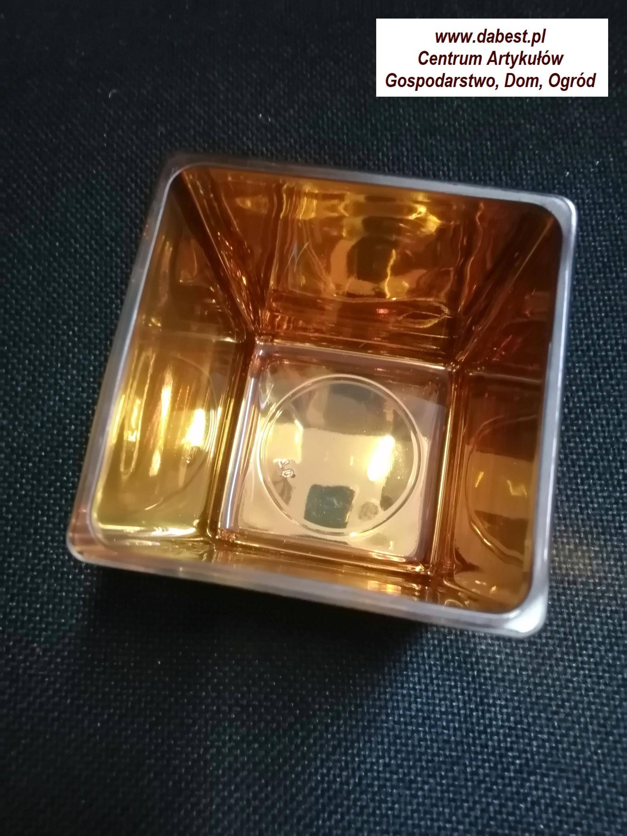Świecznik kwadrat GOLD DECO 8cm, szkło,