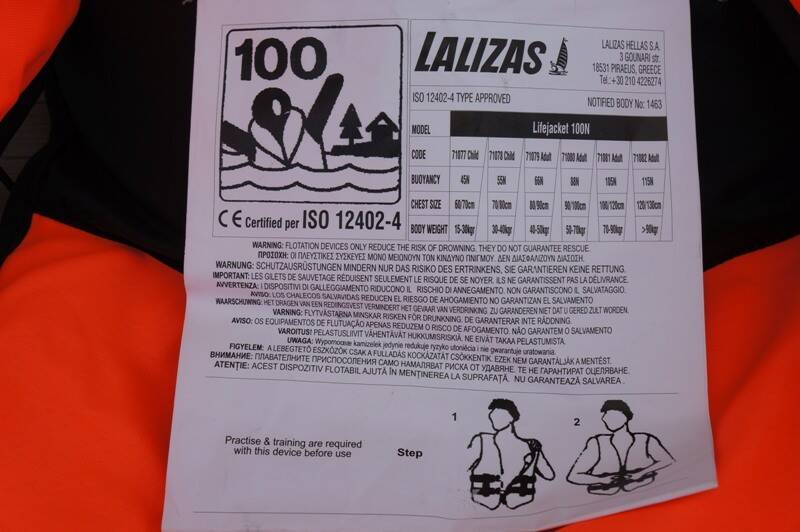 Kamizelka ratunkowa LALIZAS 100N 15-30kg (Zdjęcie 5)