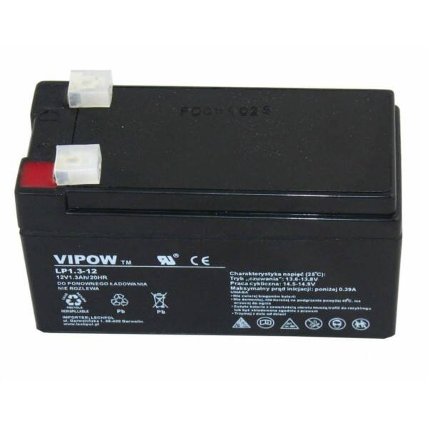 Akumulator żelowy VIPOW 12V 1.3Ah (Zdjęcie 1)