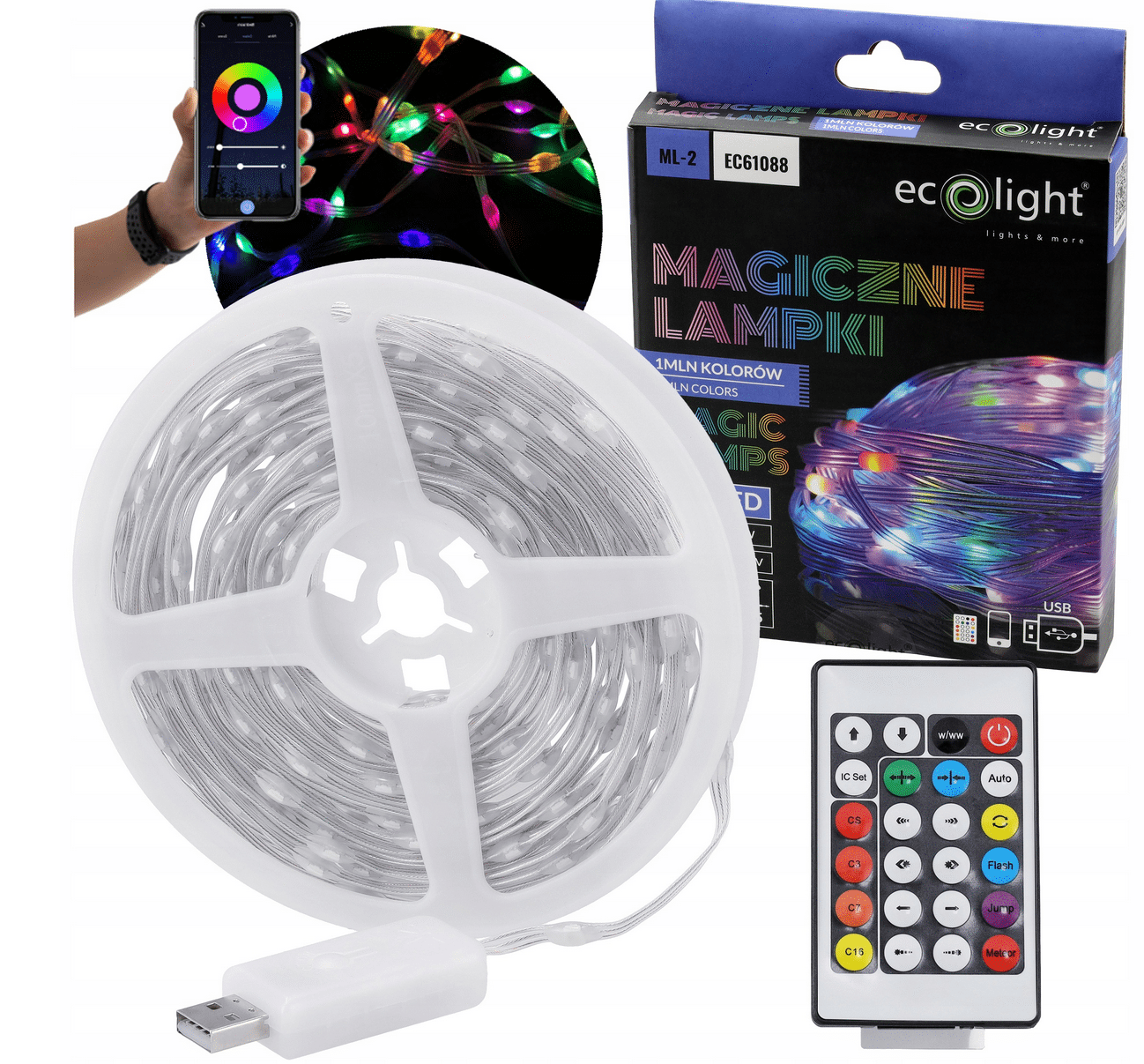 Inteligentna taśma LED RGB 200led IP65