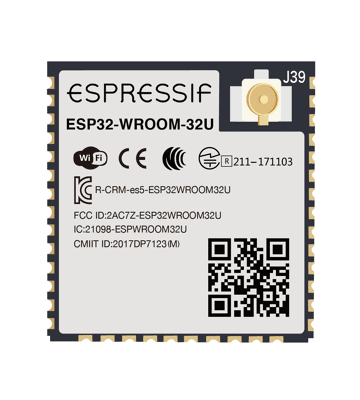 Espressif ESP32-WROOM-32U 64Mbit (8MB) - moduł WiFi+BLE