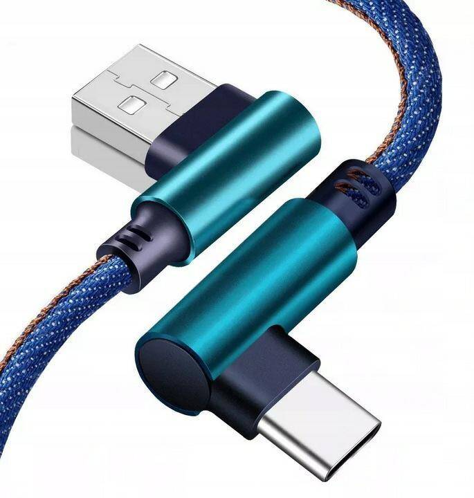 Kabel dwustronny USB + USB-C 1m kątowy
