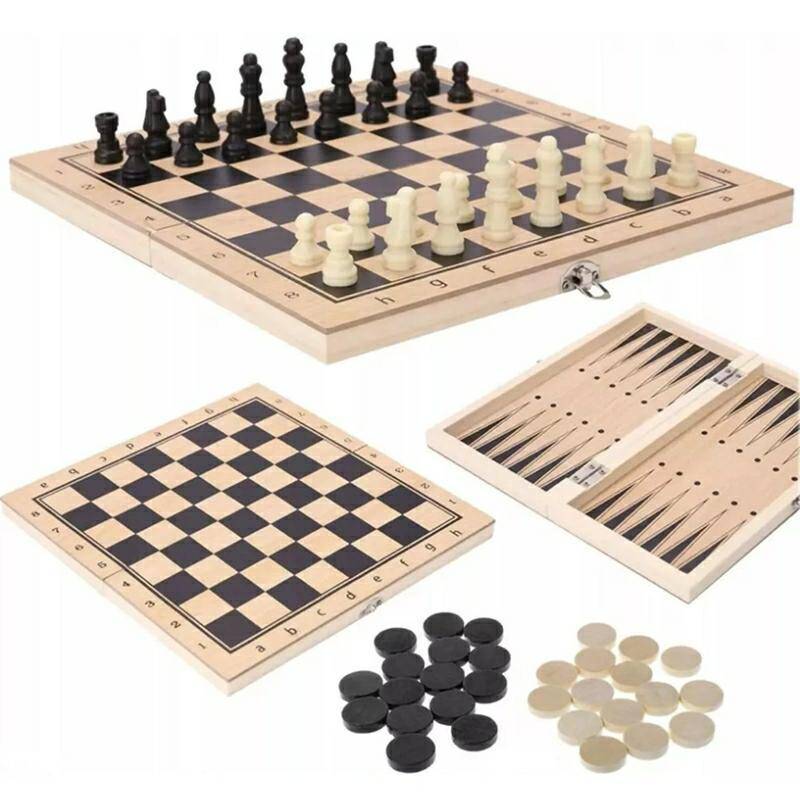 Szachy warcaby tryktra gra 3w1 - 29x29cm
