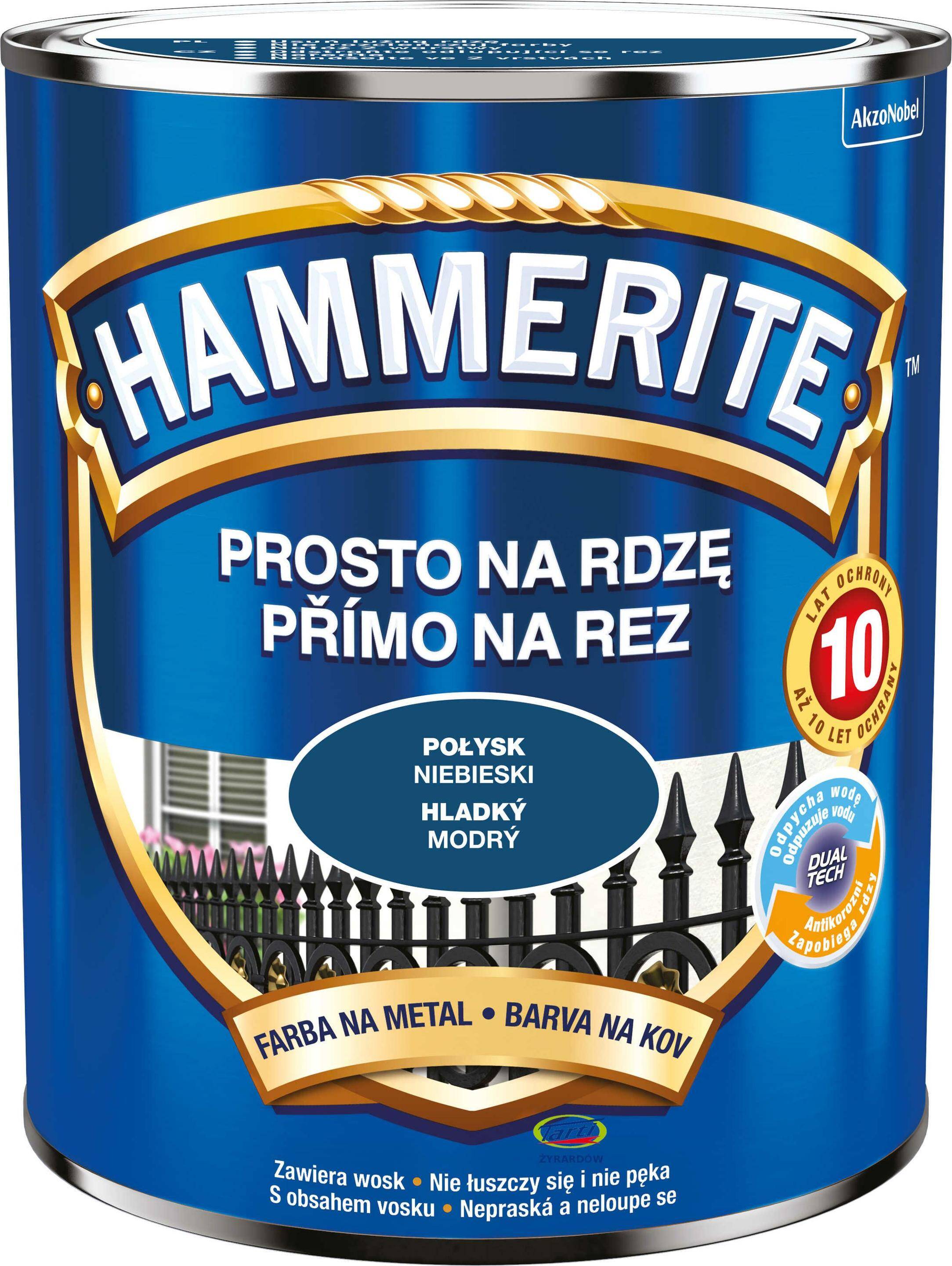 Hammerite Farba Prosto na Rdzę 0,7L Połysk Niebieski (Zdjęcie 1)
