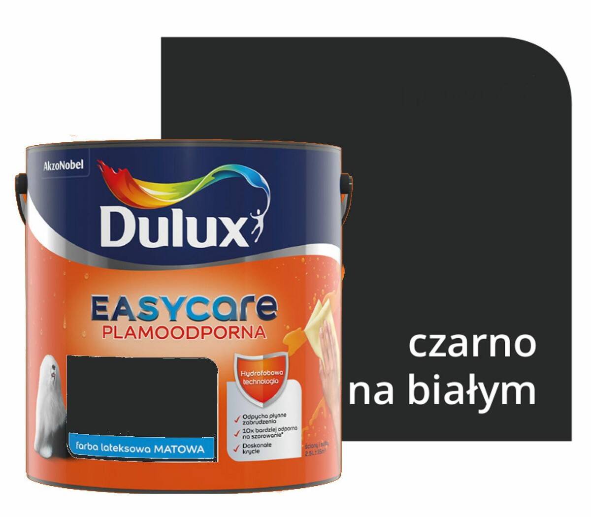 Dulux EasyCare 2,5L CZARNO NA BIAŁYM - Nowość 2019!