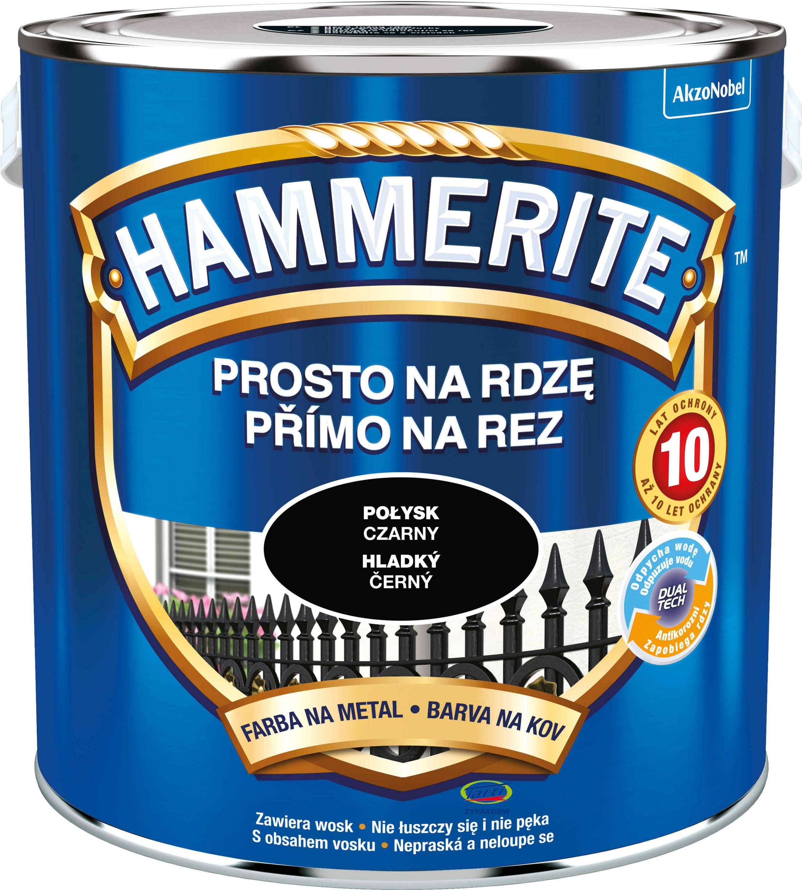 Hammerite Farba Prosto na Rdzę 2,5L Połysk Czarny (Zdjęcie 1)