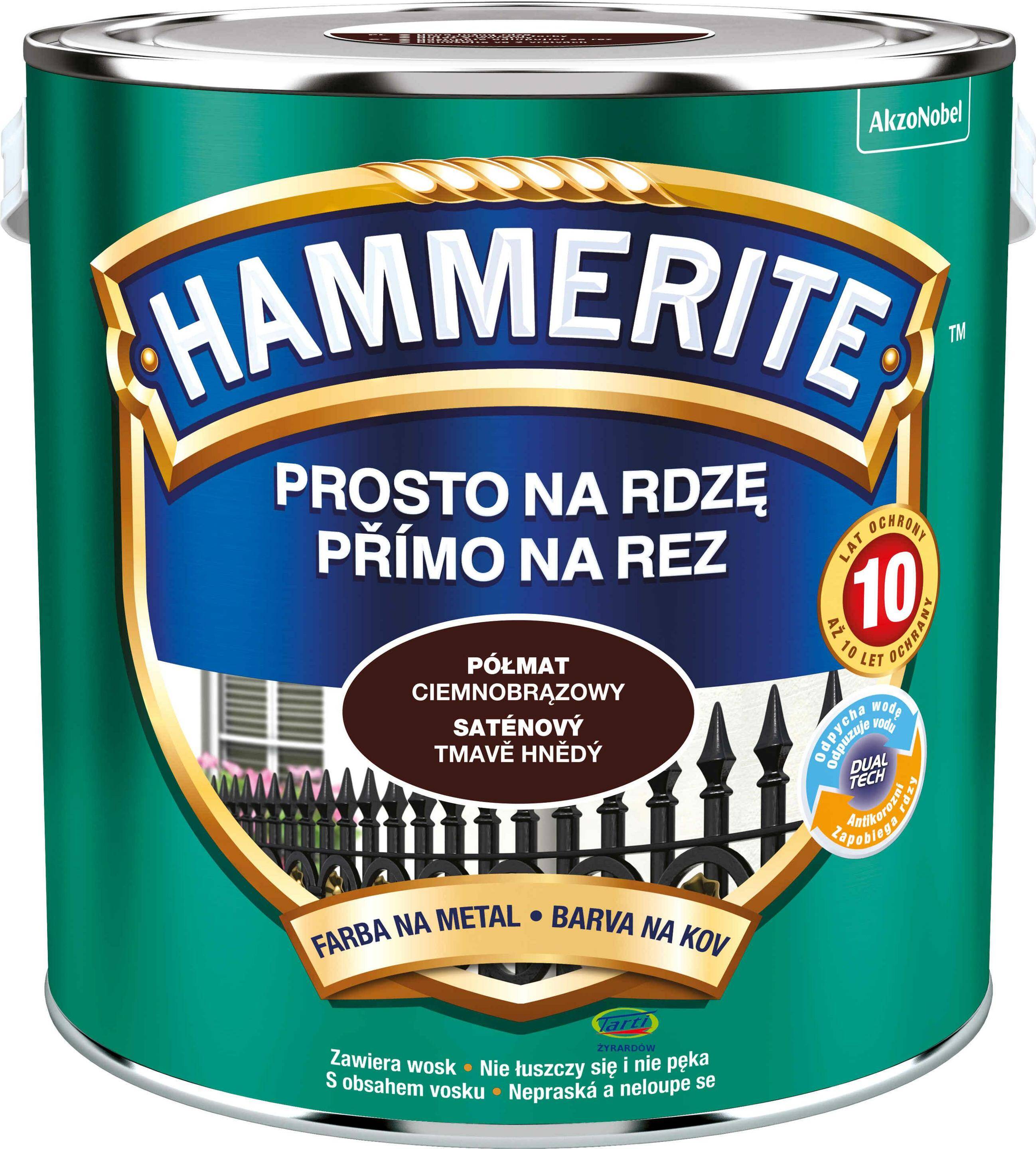 Hammerite Farba Prosto na Rdzę 2,5L Półmat Ciemnobrązowy (Zdjęcie 1)