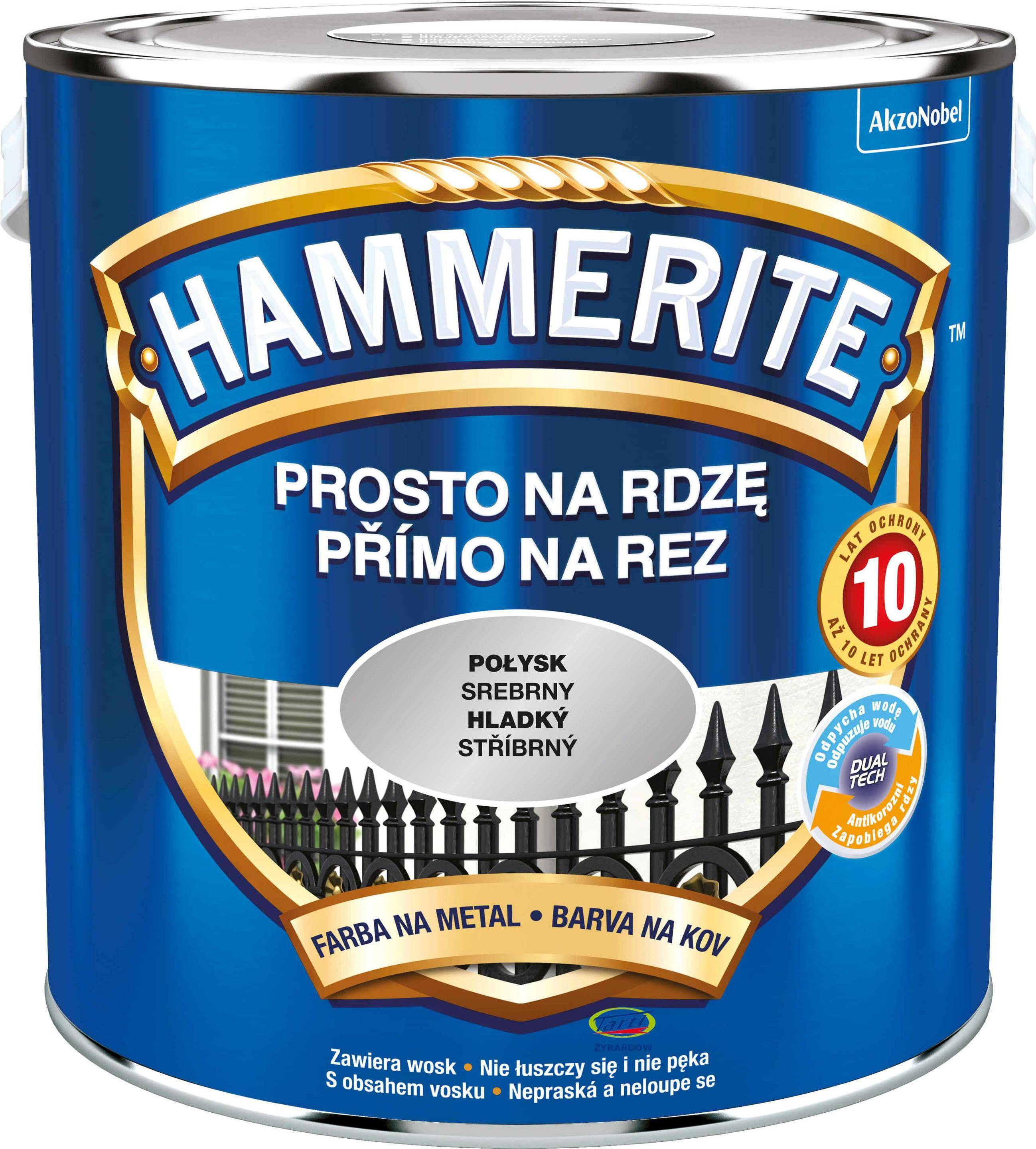Hammerite Farba Prosto na Rdzę 2,5L Połysk Srebrny