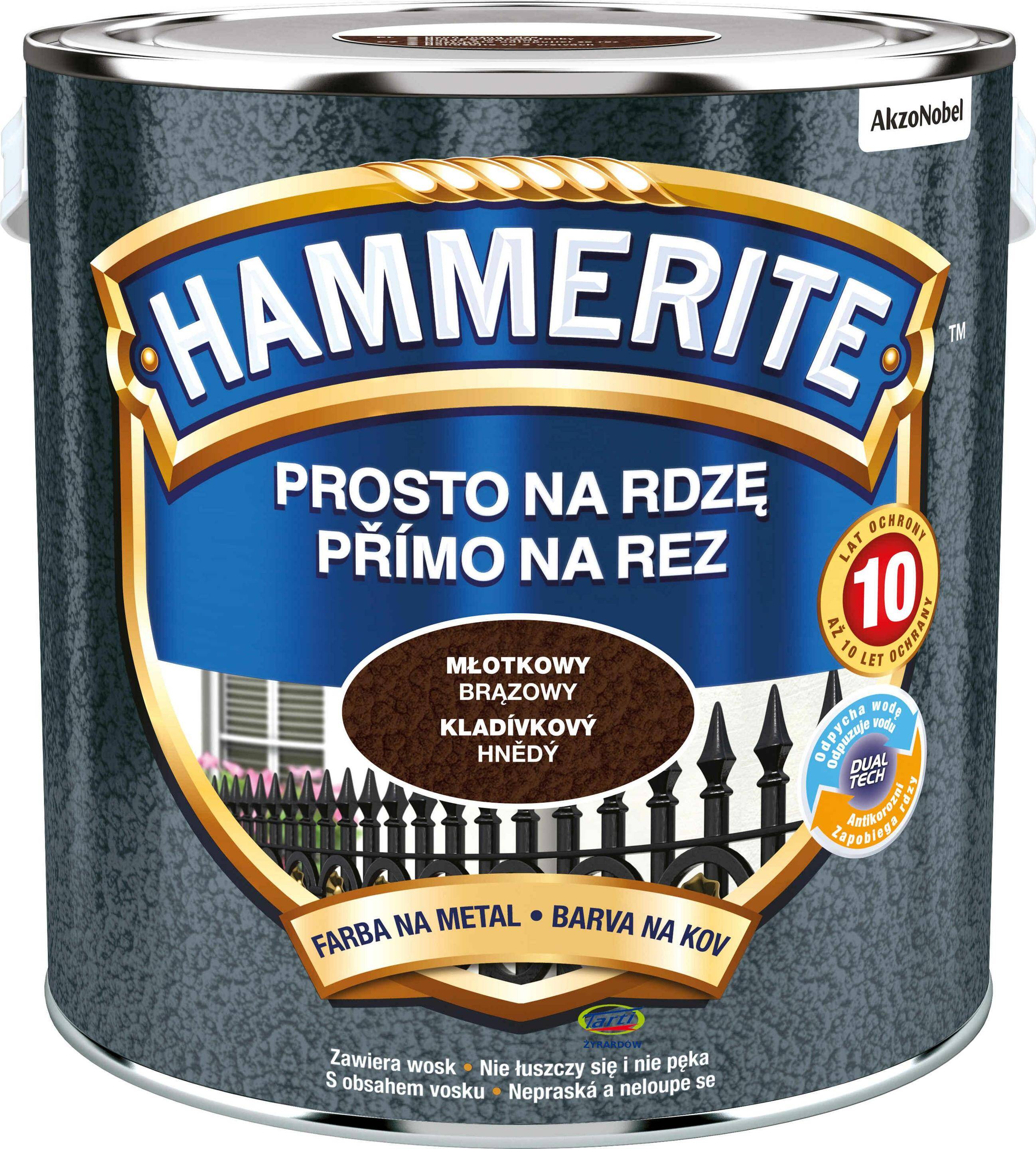 Hammerite Farba Prosto na Rdzę 2,5L Młotkowy Brązowy (Zdjęcie 1)