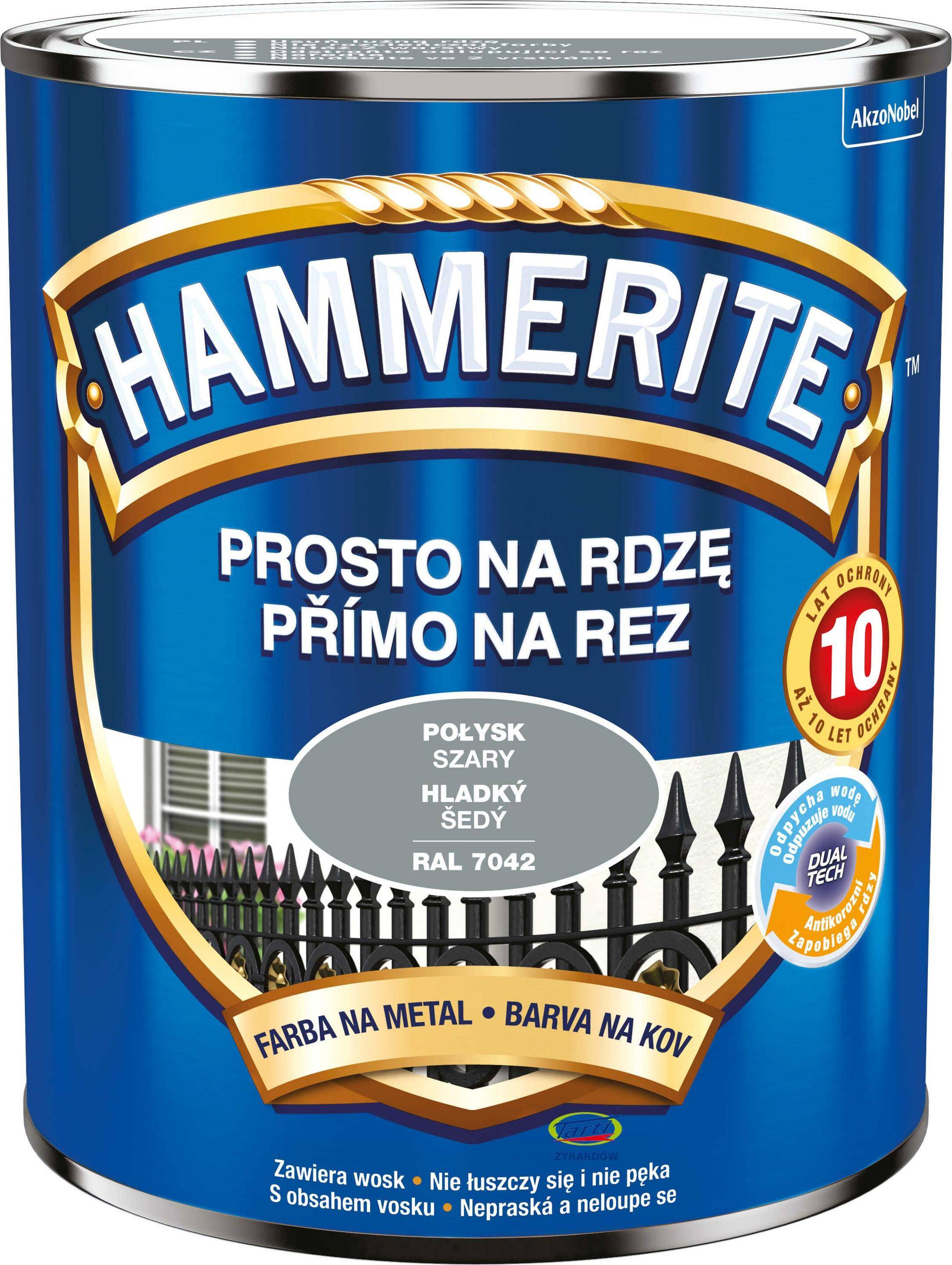 Hammerite Farba Prosto na Rdzę 0,7L Połysk Szary (Zdjęcie 1)