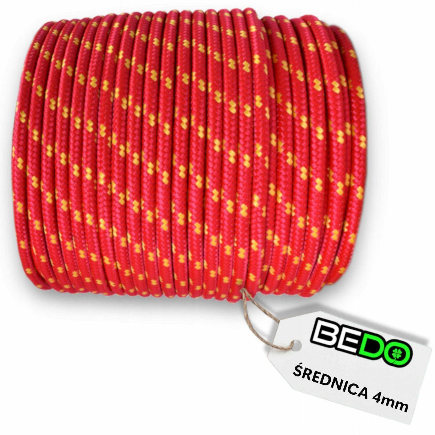 BEDO lina pleciona CZERWONA 4mm 50mb