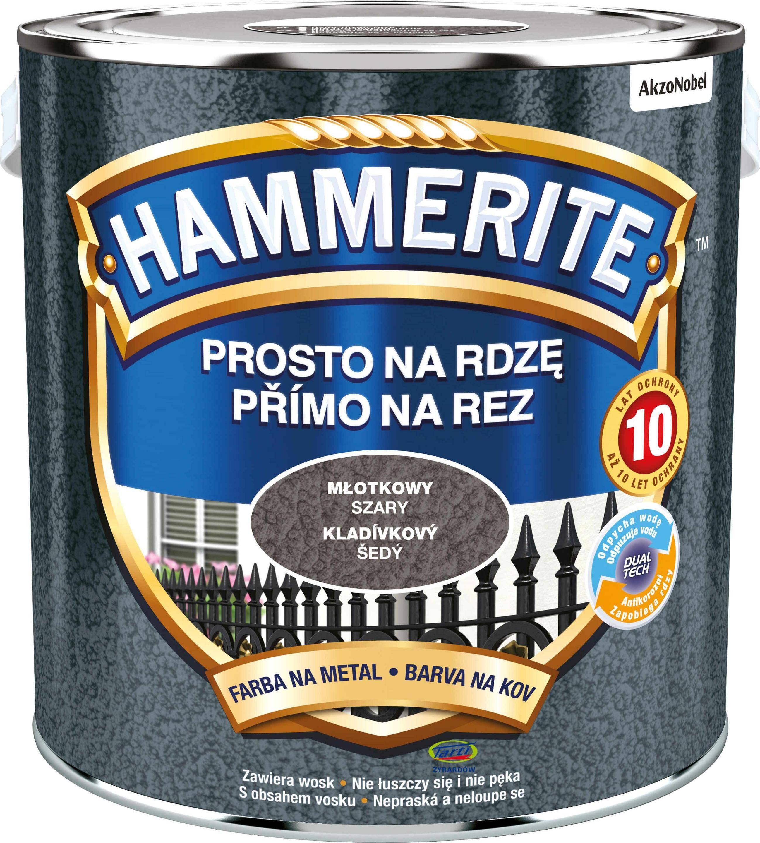 Hammerite Farba Prosto na Rdzę 2,5L Młotkowy Szary (Zdjęcie 1)