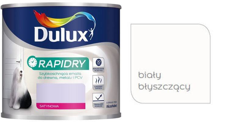 Dulux RAPIDRY Farba szybkoschnąca 0,4L biały błyszczący (Zdjęcie 1)