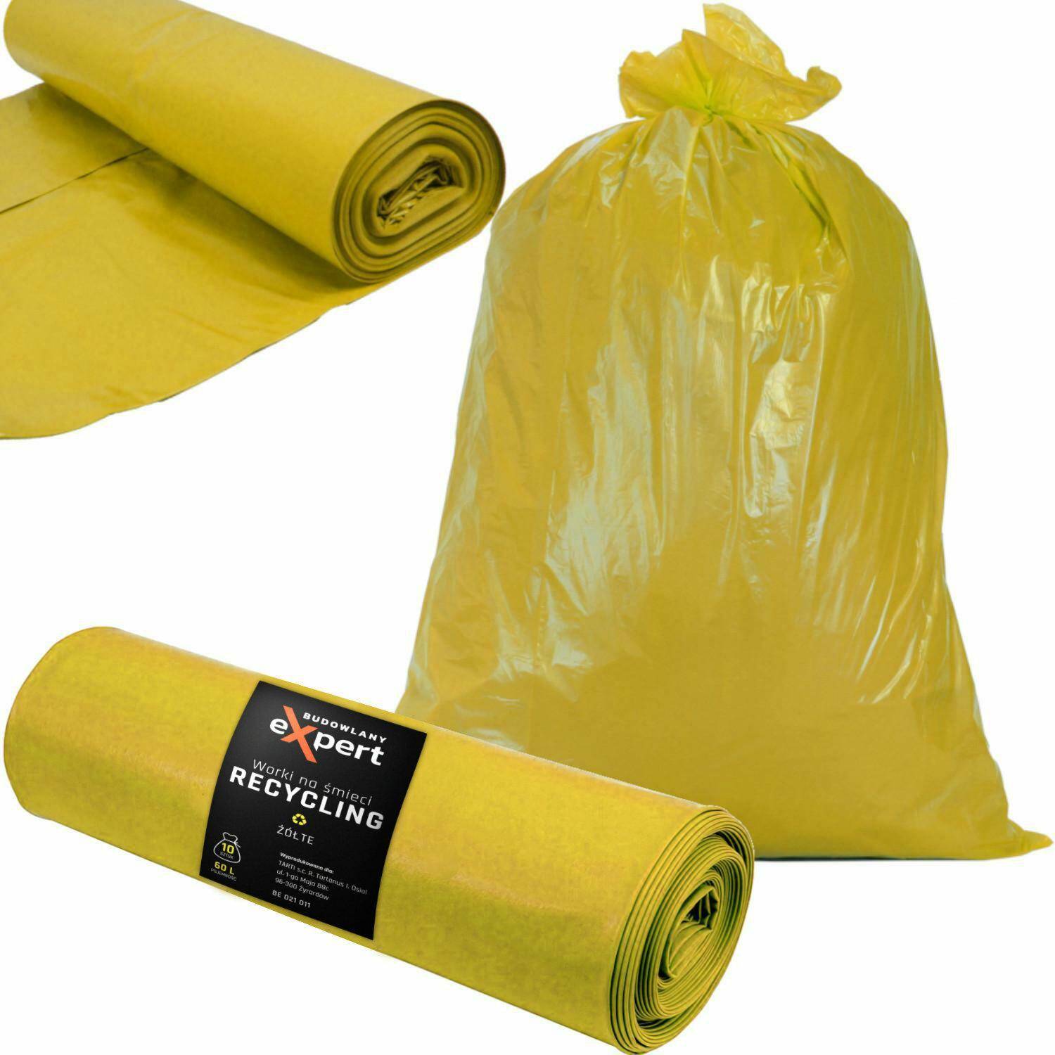 BE worki na śmieci RECYKLING żółte 60L