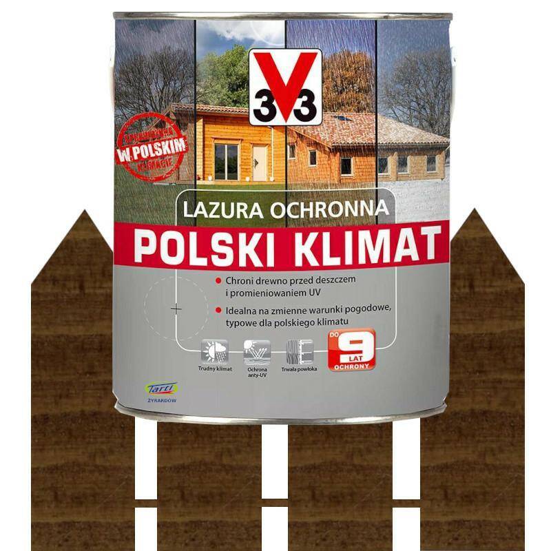 V33 Lazura Ochronna Polski Klimat DĄB CIEMNY 5L
