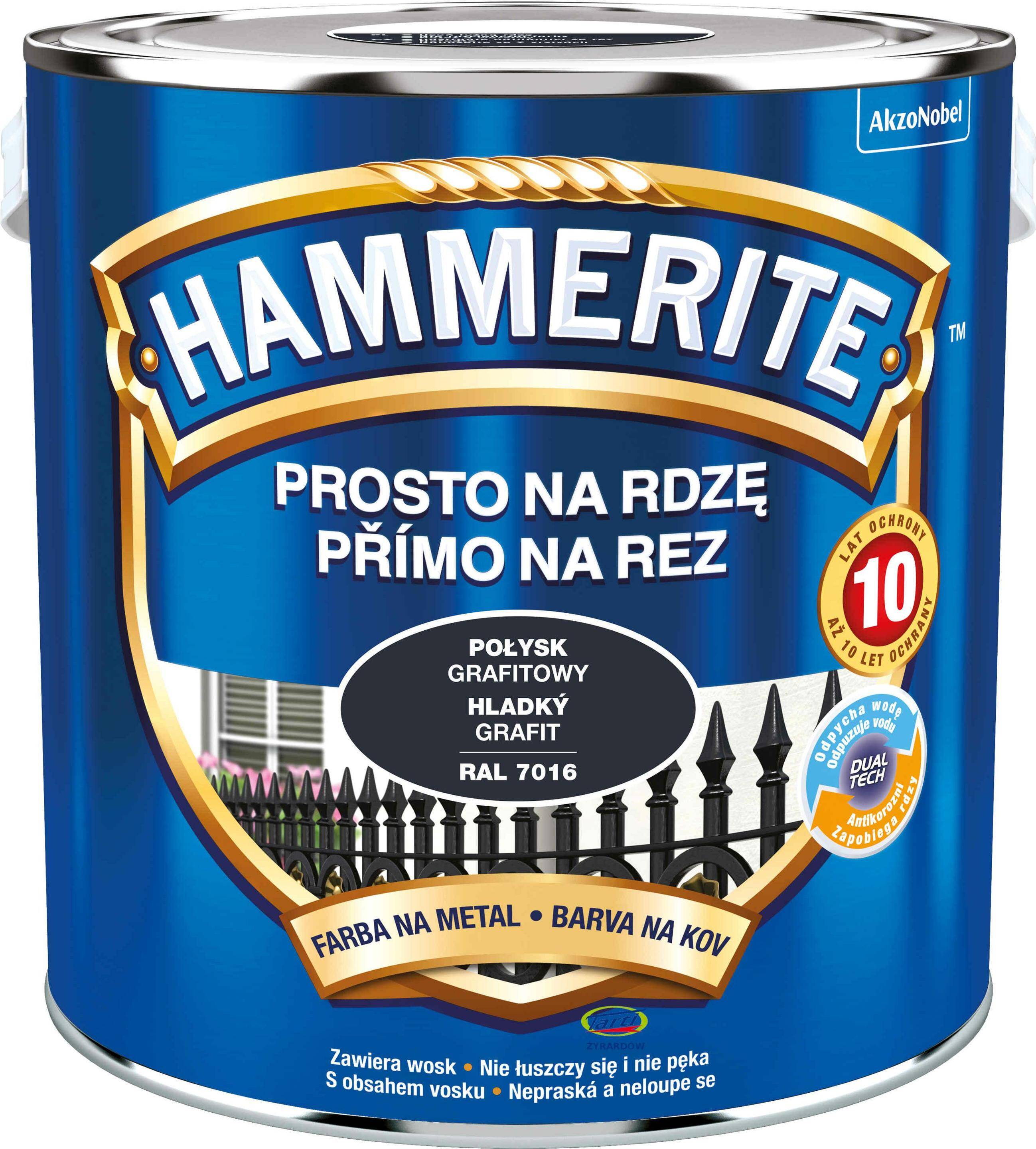 Hammerite Farba Prosto na Rdzę 2,5L Połysk Grafitowy (Zdjęcie 1)