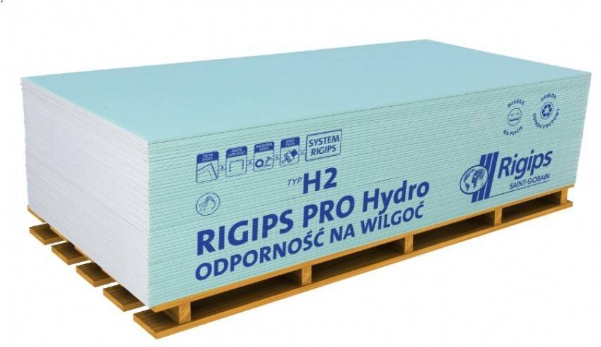 RIGIPS płyta gipsowo-kartonowa wodoodporna HYDRO H2 1,2 m x 2,6 m (Zdjęcie 1)